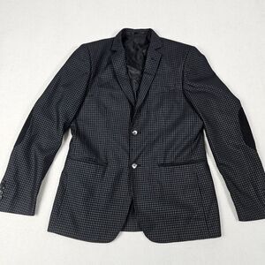 Antonio Cardinni Blazer 40R Black Gray Suit Jacket Sport Coat Wool Silk Poly